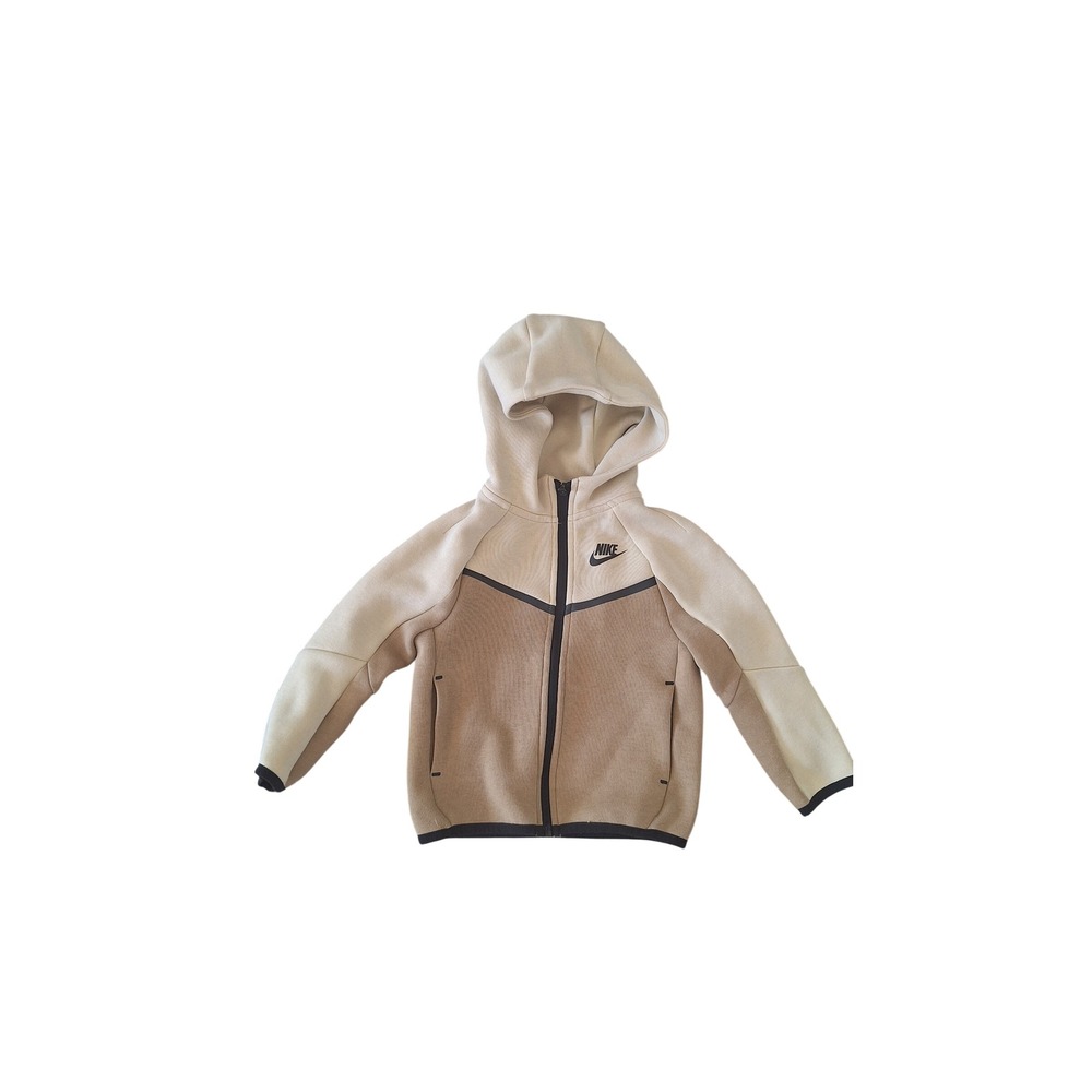 Nike Tech Fleece Full Zip Hoodie Tan Beige Colorblock 3T M880-J44-125